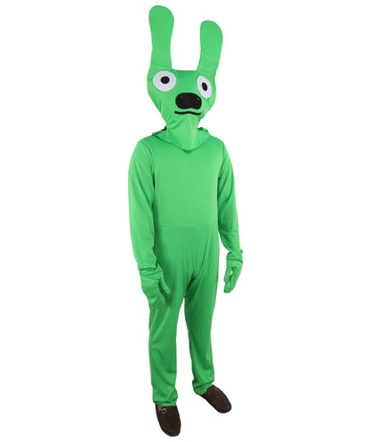 Adult Green Bunny Costume | Full Body Jumpsuit Outfit with Head Accessory | Ideal for Halloween, Cosplay & Themed Parties