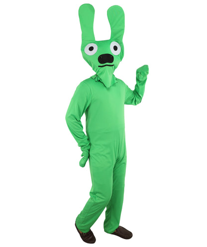 Adult Green Bunny Costume | Full Body Jumpsuit Outfit with Head Accessory | Ideal for Halloween, Cosplay & Themed Parties