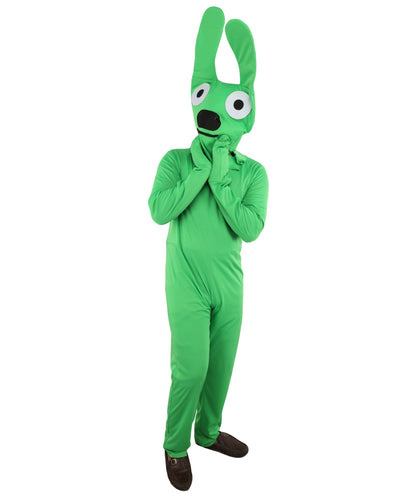 Adult Green Bunny Costume | Full Body Jumpsuit Outfit with Head Accessory | Ideal for Halloween, Cosplay & Themed Parties