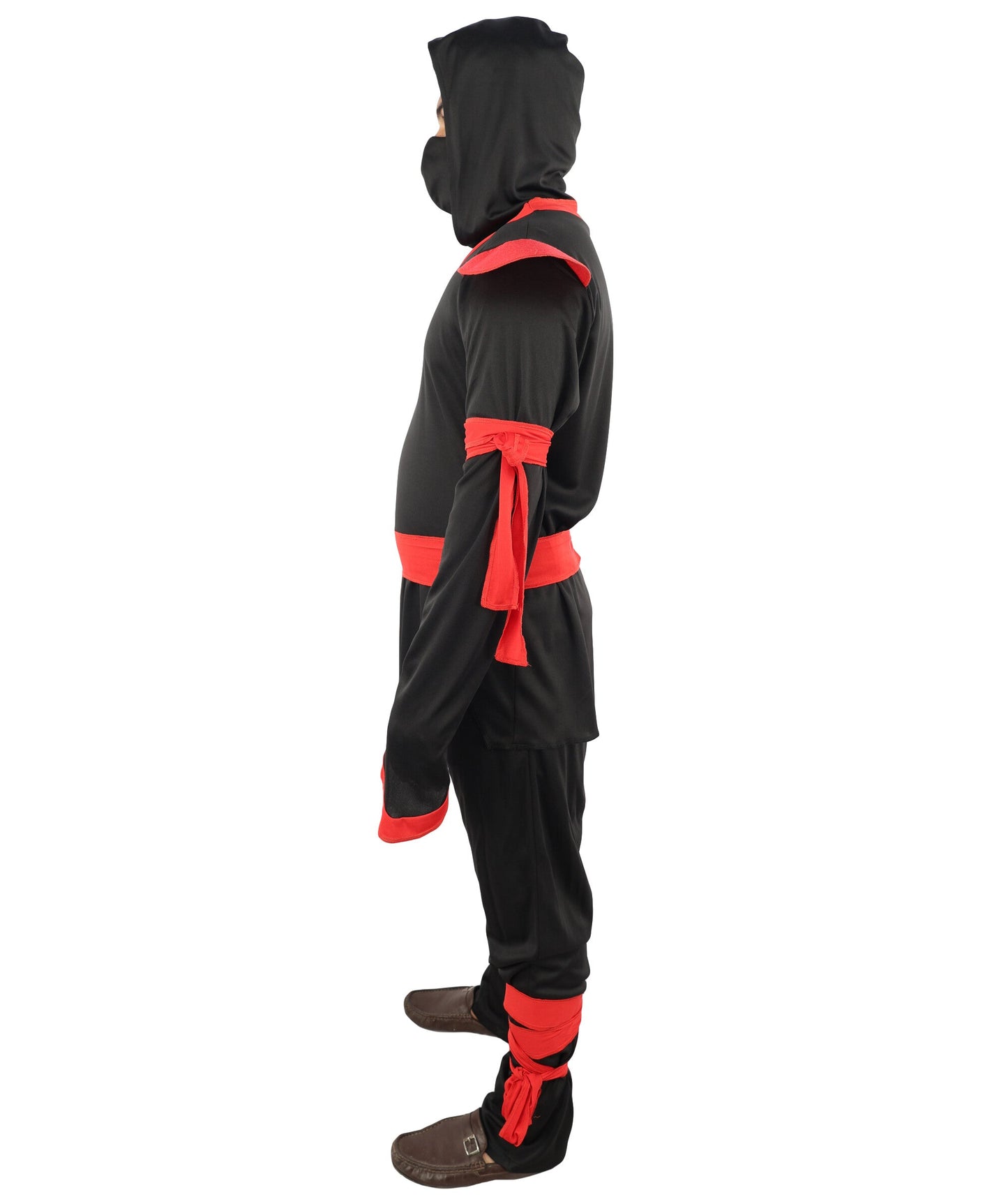 Adult Black Red Ninja Costume Set | Shirt Pants Belt Hood Outfit | Ideal for Halloween and Cosplay