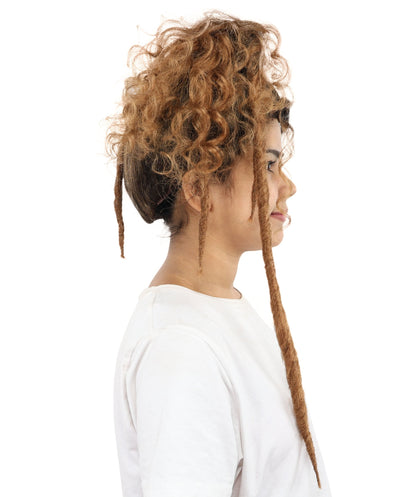 Adult Women's Long Curly Updo Multicolor Wig | Flame-Retardant Synthetic Fiber With Capless Cap | Ideal For Theater, Halloween And Cosplay
