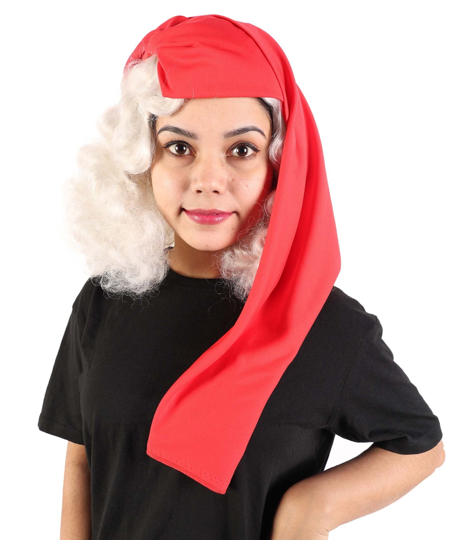 Women’s Pop Diva Inspired White Wig With Red Scarf | Sleek Shoulder-Length White Hairstyle | Synthetic  Hair for Cosplay, Halloween, Stage & Themed Parties