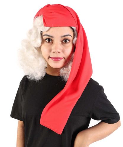 Women’s Pop Diva Inspired White Wig With Red Scarf | Sleek Shoulder-Length White Hairstyle | Synthetic  Hair for Cosplay, Halloween, Stage & Themed Parties