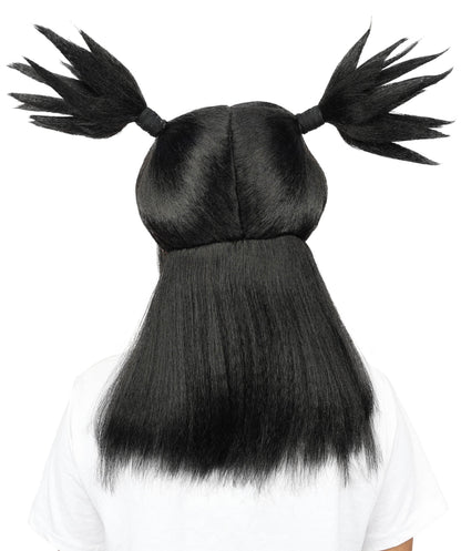Spiky Black Ponytail Wig for Women | Long Synthetic Hair with Layered Spikes | Adjustable Breathable Cap for Cosplay, Halloween & Stage