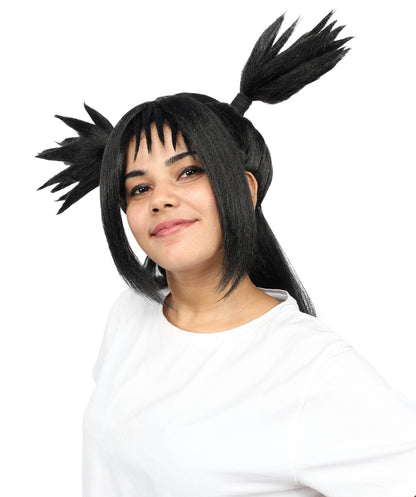 Spiky Black Ponytail Wig for Women | Long Synthetic Hair with Layered Spikes | Adjustable Breathable Cap for Cosplay, Halloween & Stage