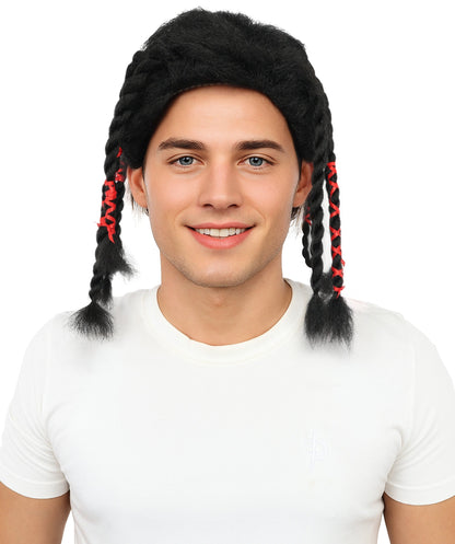 Lace Front Black Wig | Medium Curly Synthetic Hair with Adjustable Cap for Cosplay, Themed Events, Halloween, Stage & Roleplay