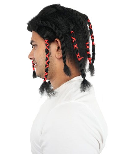 Lace Front Black Wig | Medium Curly Synthetic Hair with Adjustable Cap for Cosplay, Themed Events, Halloween, Stage & Roleplay