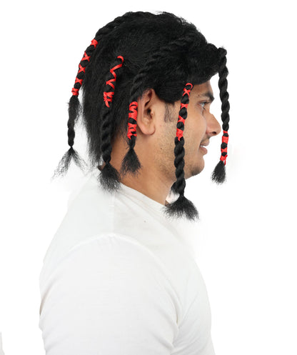 Lace Front Black Wig | Medium Curly Synthetic Hair with Adjustable Cap for Cosplay, Themed Events, Halloween, Stage & Roleplay