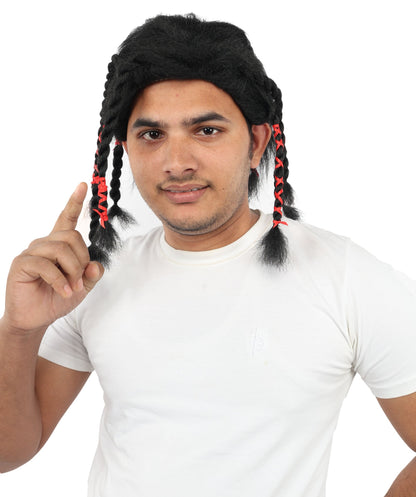 Lace Front Black Wig | Medium Curly Synthetic Hair with Adjustable Cap for Cosplay, Themed Events, Halloween, Stage & Roleplay