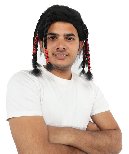 Lace Front Black Wig | Medium Curly Synthetic Hair with Adjustable Cap for Cosplay, Themed Events, Halloween, Stage & Roleplay