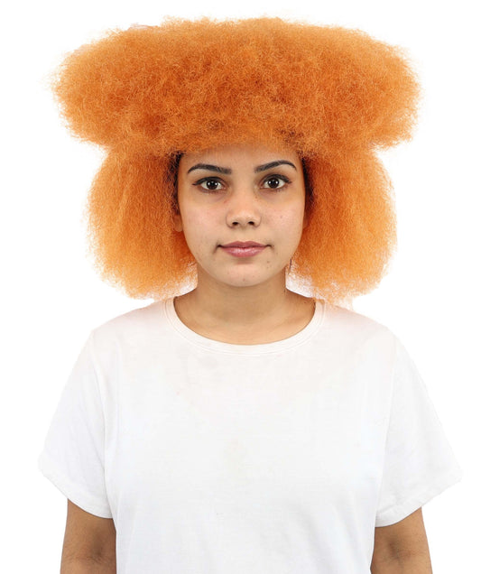 Adult Women’s Orange Retro Afro Wig | Funky Hairpiece with Breathable Cap | Ideal for Halloween, Cosplay & Themed Parties