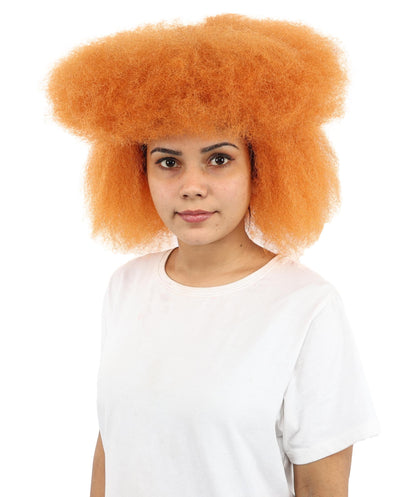 Adult Women’s Orange Retro Afro Wig | Funky Hairpiece with Breathable Cap | Ideal for Halloween, Cosplay & Themed Parties