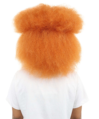 Adult Women’s Orange Retro Afro Wig | Funky Hairpiece with Breathable Cap | Ideal for Halloween, Cosplay & Themed Parties