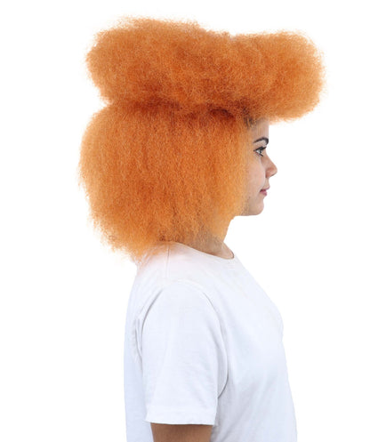 Adult Women’s Orange Retro Afro Wig | Funky Hairpiece with Breathable Cap | Ideal for Halloween, Cosplay & Themed Parties