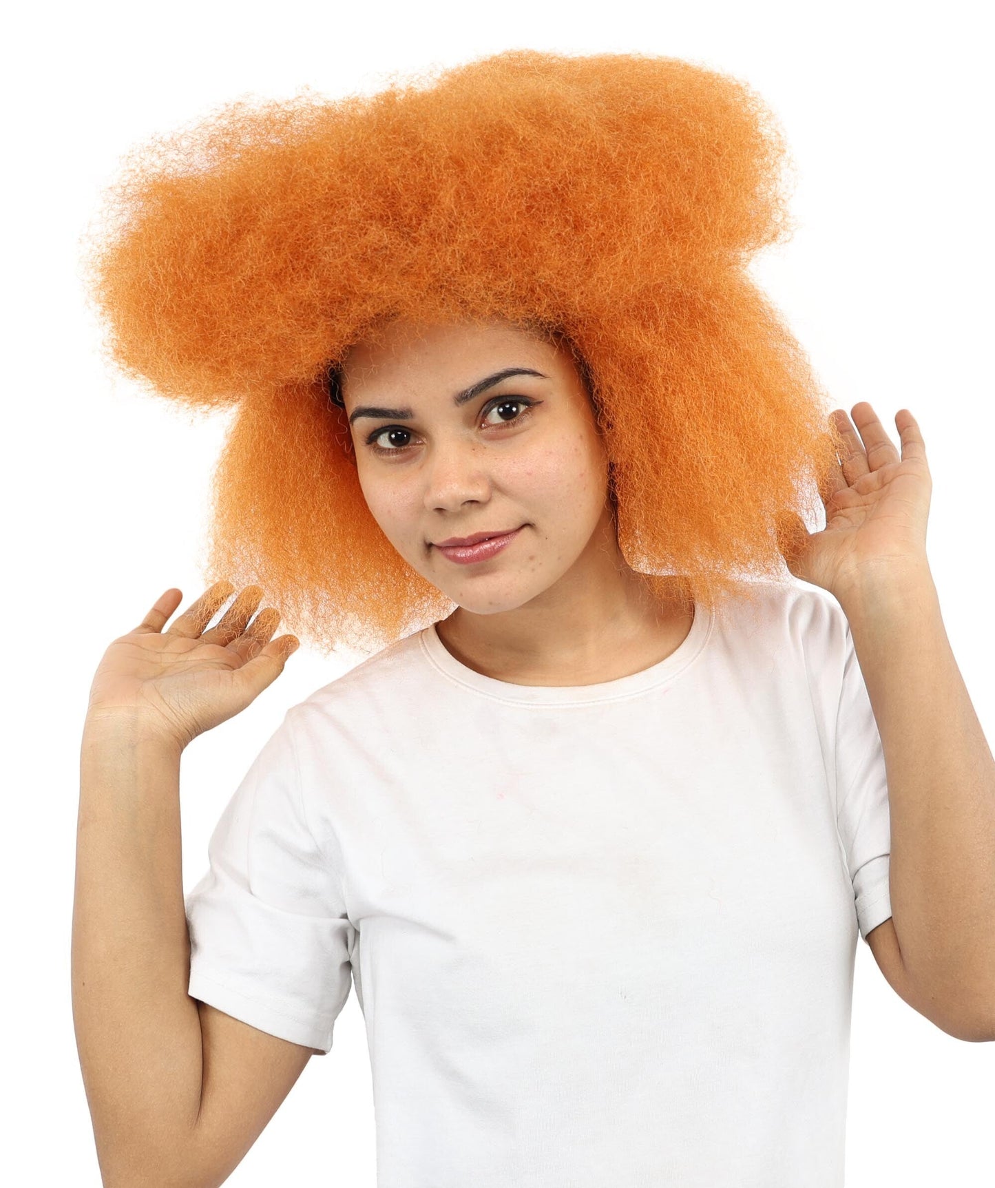 Adult Women’s Orange Retro Afro Wig | Funky Hairpiece with Breathable Cap | Ideal for Halloween, Cosplay & Themed Parties