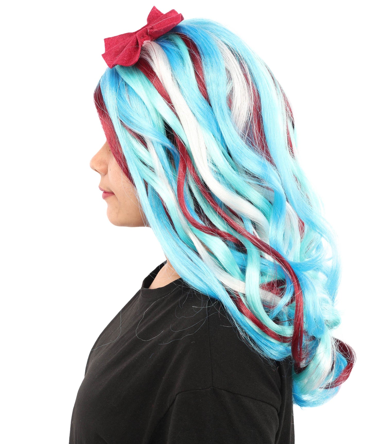 Adult Women’s Animated Series-Inspired Blue Curly Wig with Multi-Highlights | Long Magical Hairpiece with Breathable Cap | Ideal for Halloween, Cosplay & Themed Parties