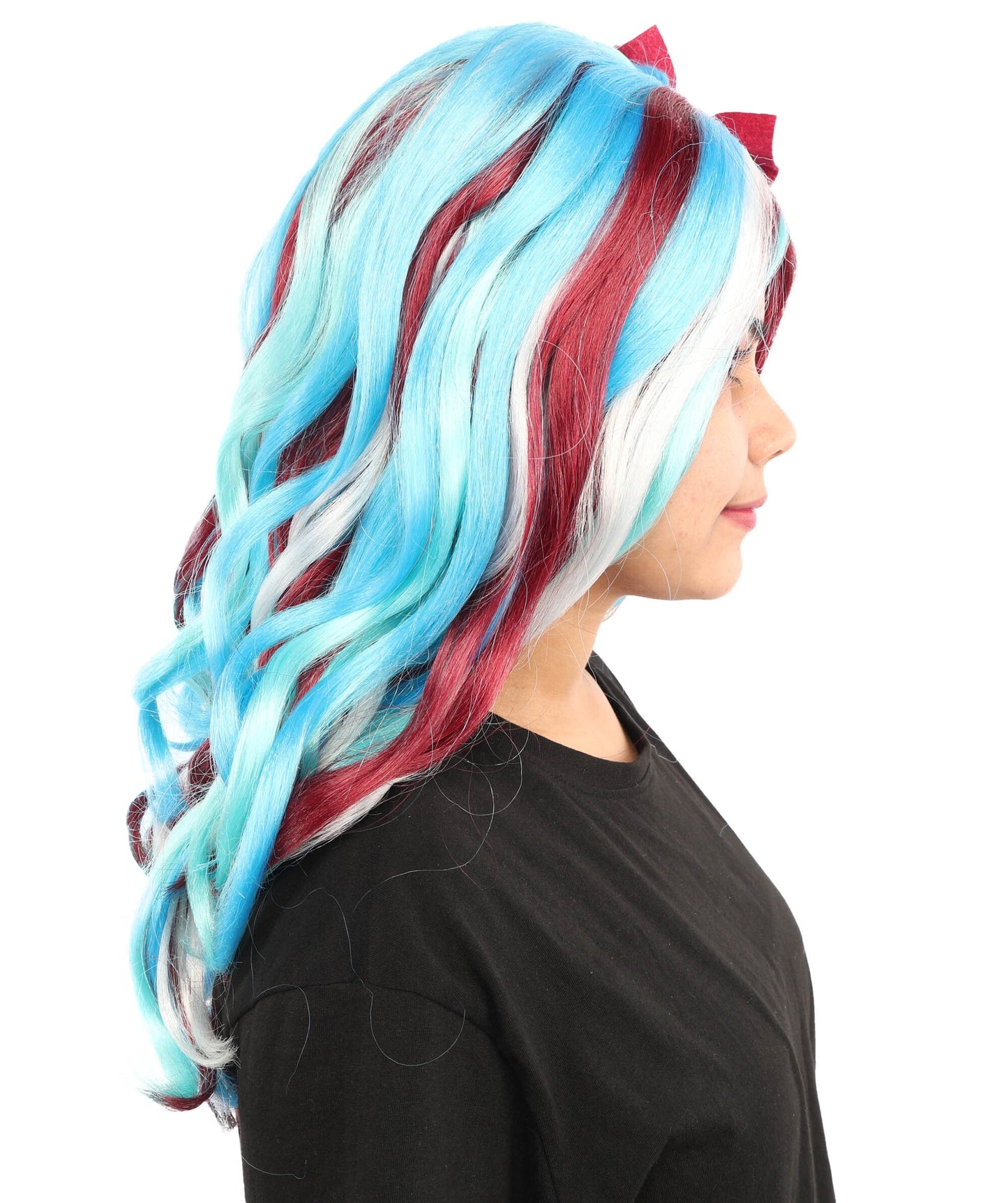 Adult Women’s Animated Series-Inspired Blue Curly Wig with Multi-Highlights | Long Magical Hairpiece with Breathable Cap | Ideal for Halloween, Cosplay & Themed Parties