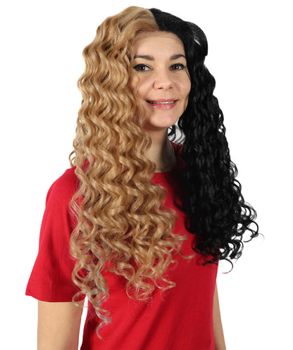 Adult Women’s American Singer-Inspired-Toned Curly Wig |Black & Brown Celebrity Hairpiece | Ideal for Halloween, Cosplay & Music Parties