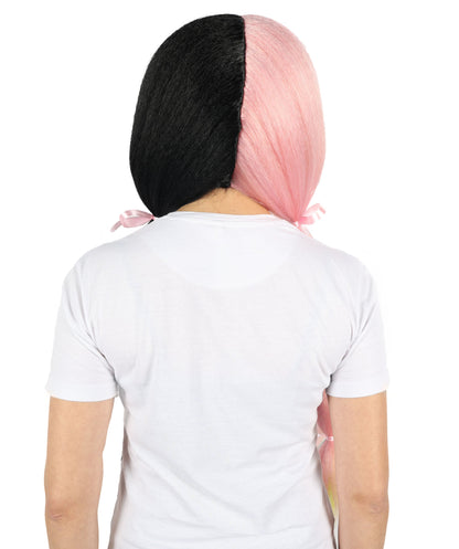 Women’s American Singer-Inspired Extra Long Multicolor Pigtail Wig | Hairpiece with Breathable Cap | Ideal for Halloween, Cosplay & Themed Parties