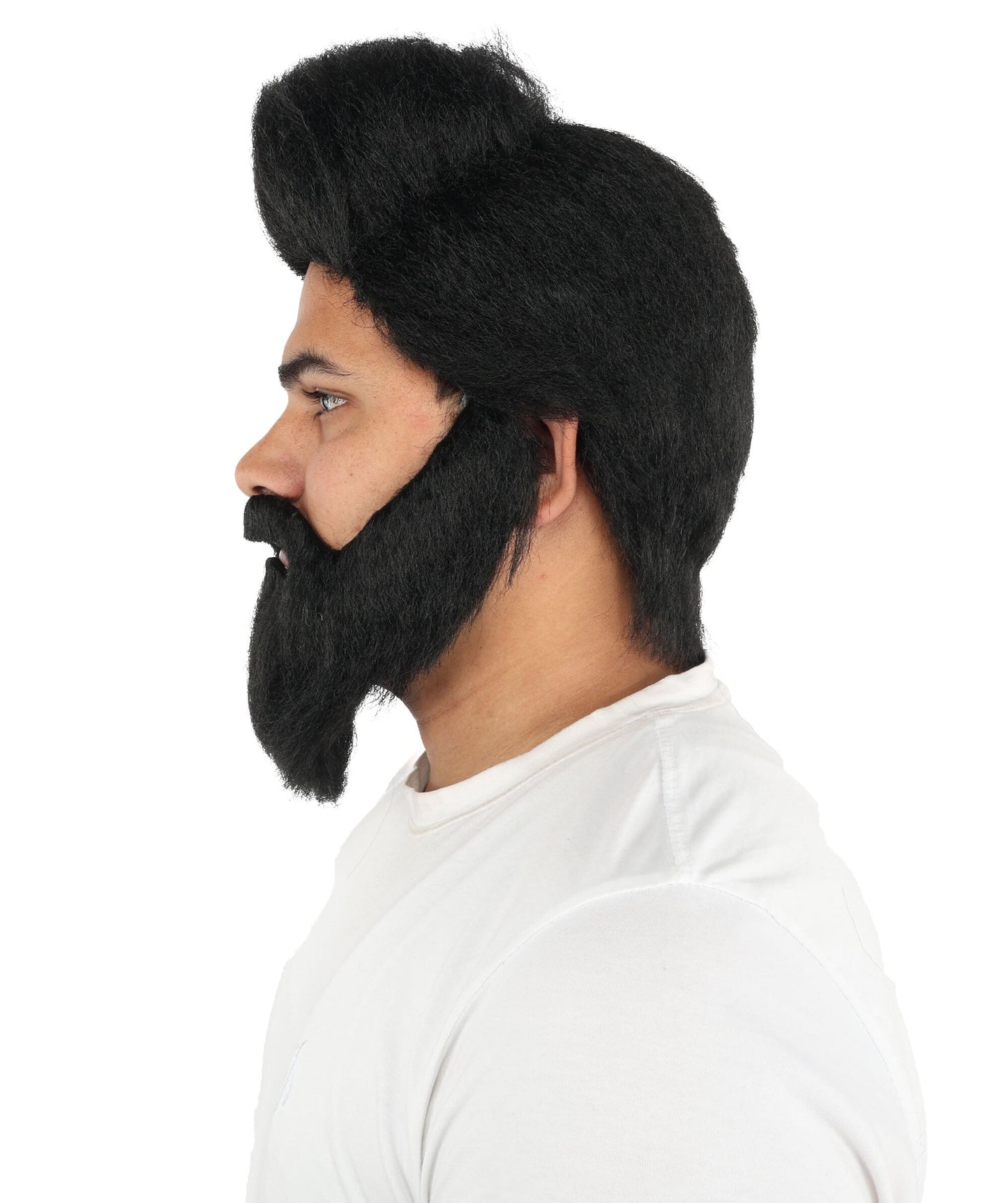 Adult Men’s Black Curly Beard and Wig Set | full Head and Facial Hair Costume Accessory Ideal for Halloween, Cosplay & Parties