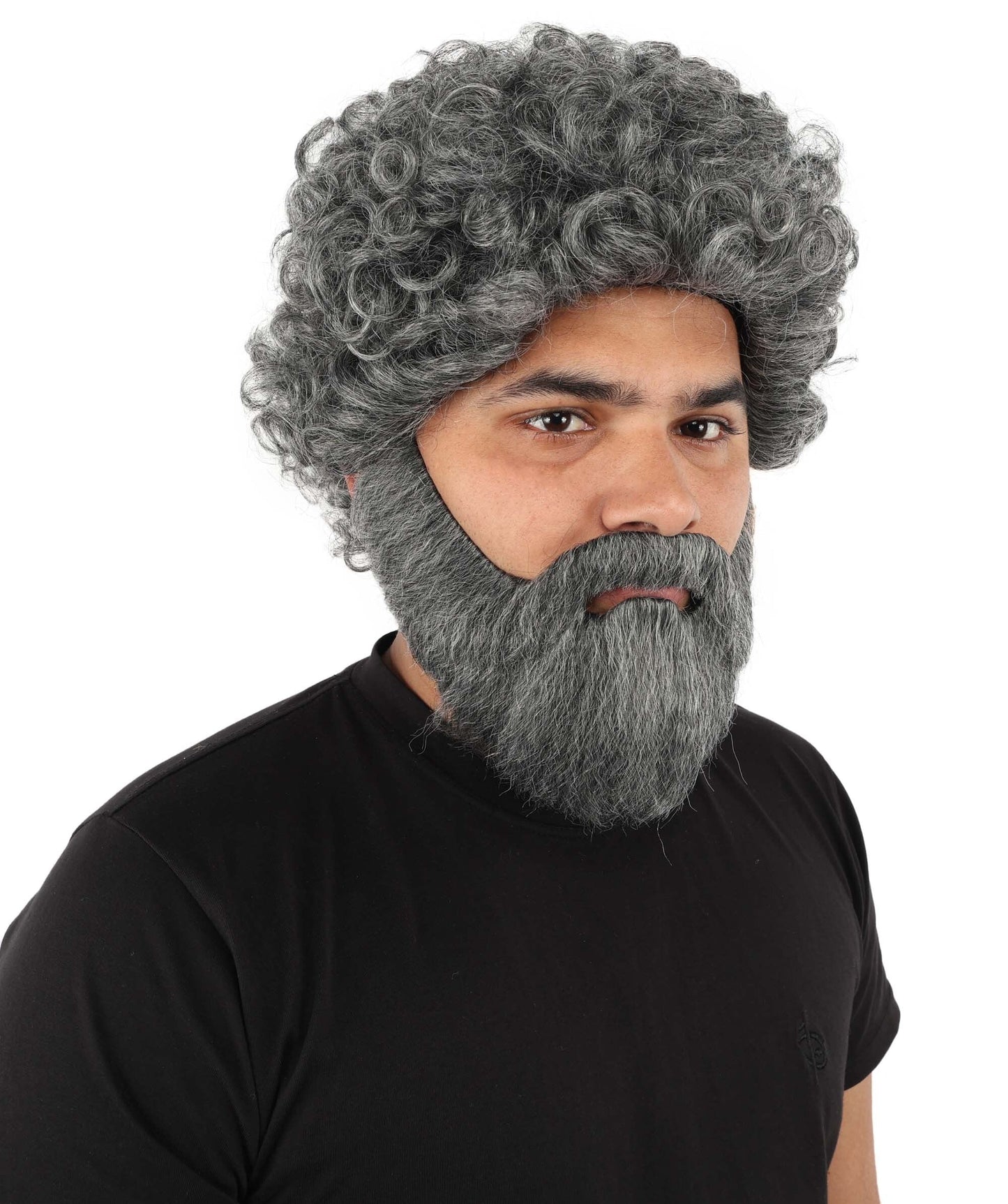 Men’s Grey Wig Beard & Mustache Set | Costume Facial Hair Accessory | Ideal for Halloween, Cosplay & Themed Parties