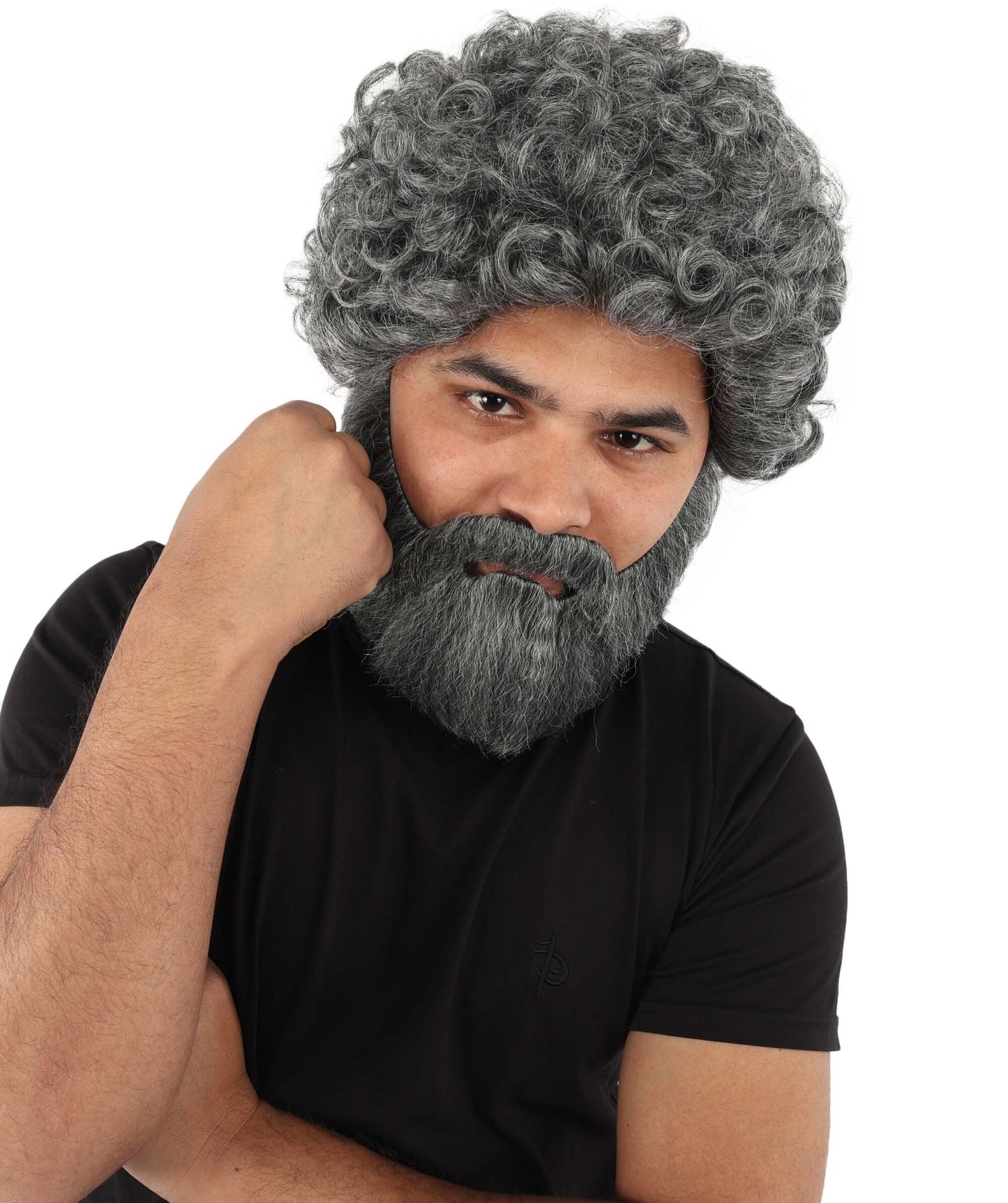 Men’s Grey Wig Beard & Mustache Set | Costume Facial Hair Accessory | Ideal for Halloween, Cosplay & Themed Parties