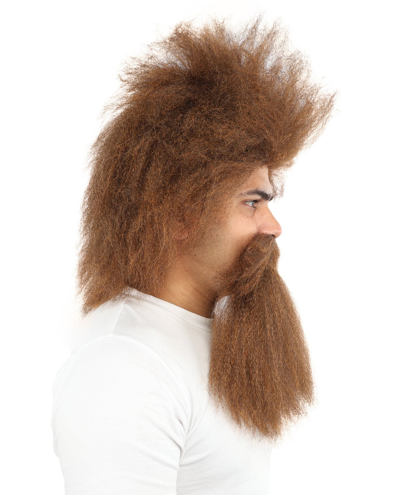 Men’s Caveman Wig Beard & Mustache Set | Long Brown Facial Hair | Ideal for Halloween, Cosplay & Themed Parties