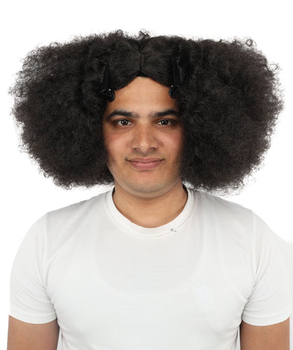 Men’s Rapper-Inspired Afro Black Curly Wig with Clips | Retro Hairpiece with Breathable Cap | Ideal for Halloween and Cosplay