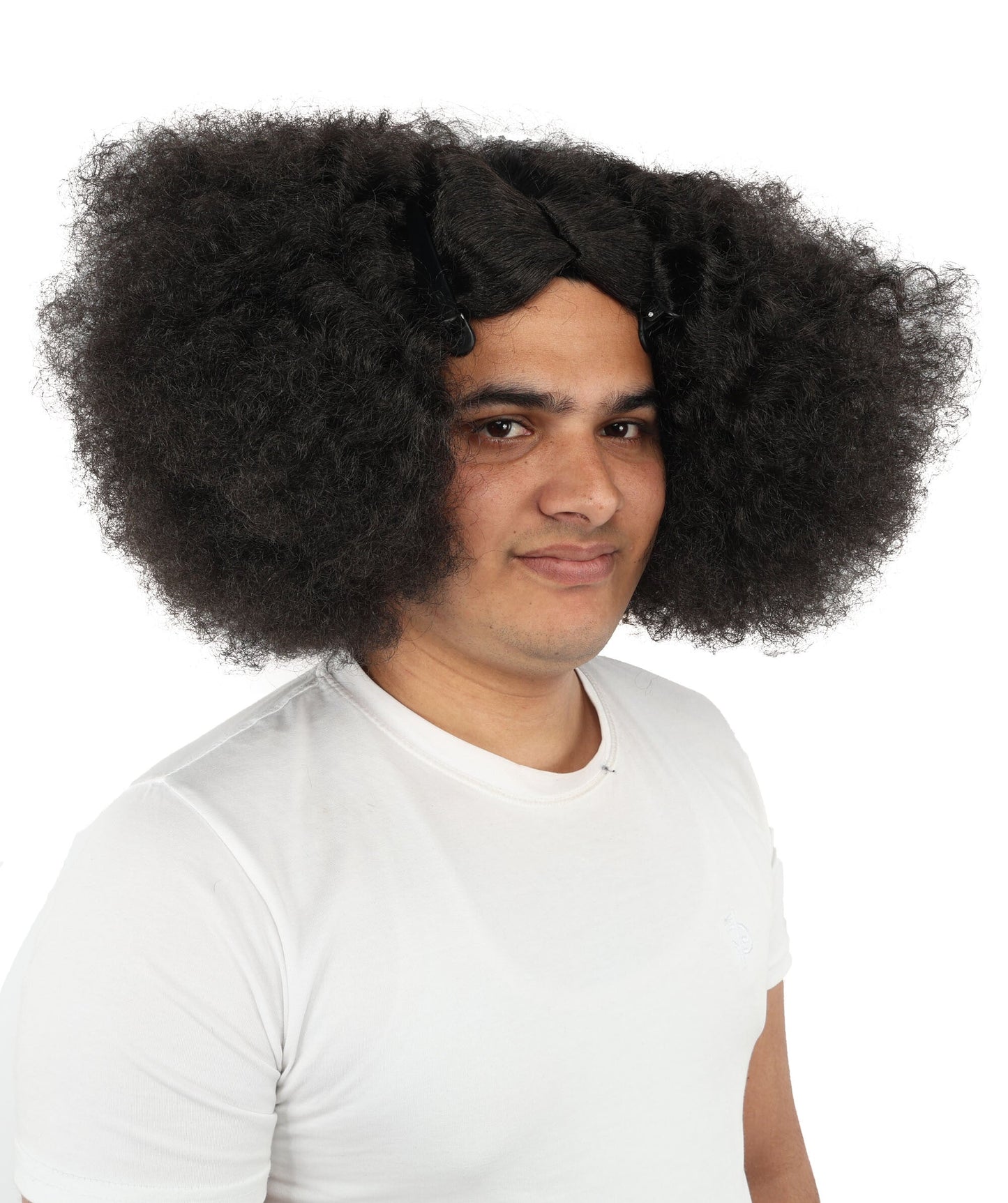 Men’s Rapper-Inspired Afro Black Curly Wig with Clips | Retro Hairpiece with Breathable Cap | Ideal for Halloween and Cosplay