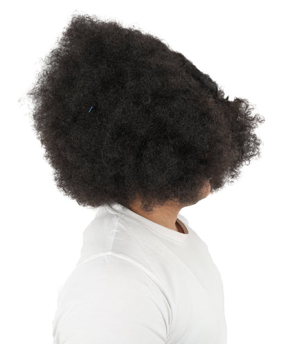 Men’s Rapper-Inspired Afro Black Curly Wig with Clips | Retro Hairpiece with Breathable Cap | Ideal for Halloween and Cosplay