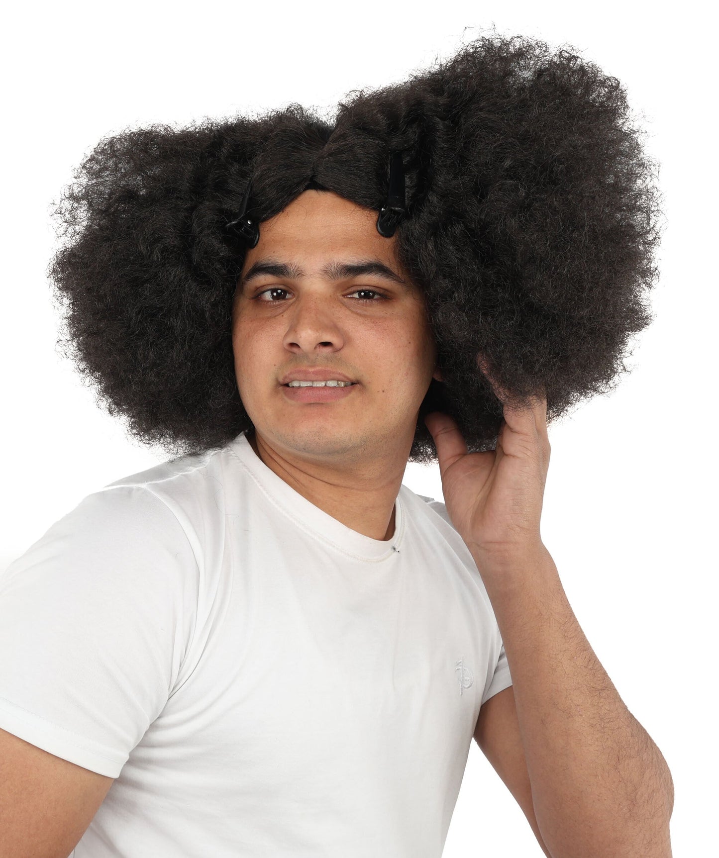 Men’s Rapper-Inspired Afro Black Curly Wig with Clips | Retro Hairpiece with Breathable Cap | Ideal for Halloween and Cosplay