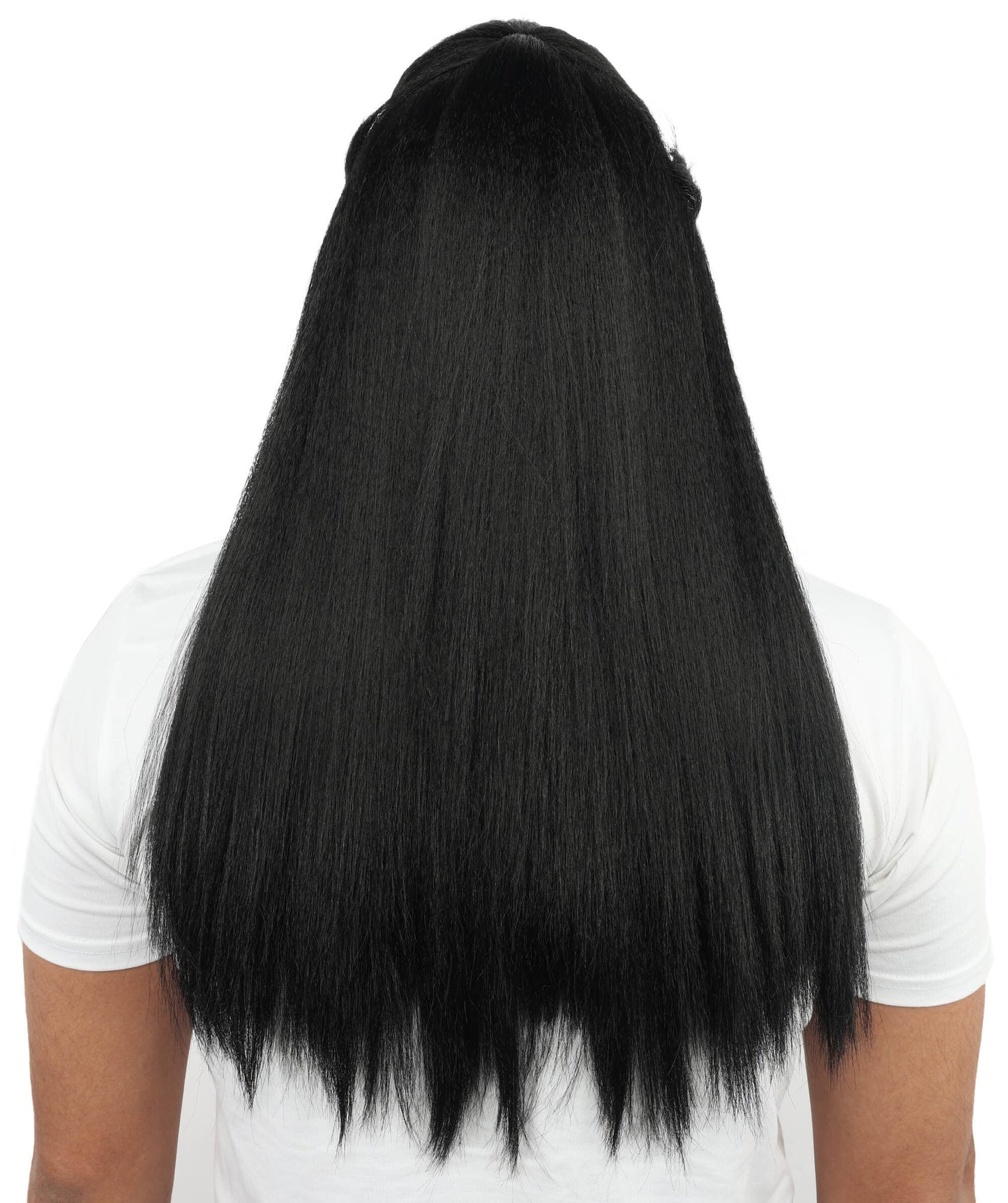 Adult Men’s Long Black & White Historical Drama Wig | K-Drama-Inspired Hairpiece with Breathable Cap | Ideal for Cosplay, Halloween & Themed Events