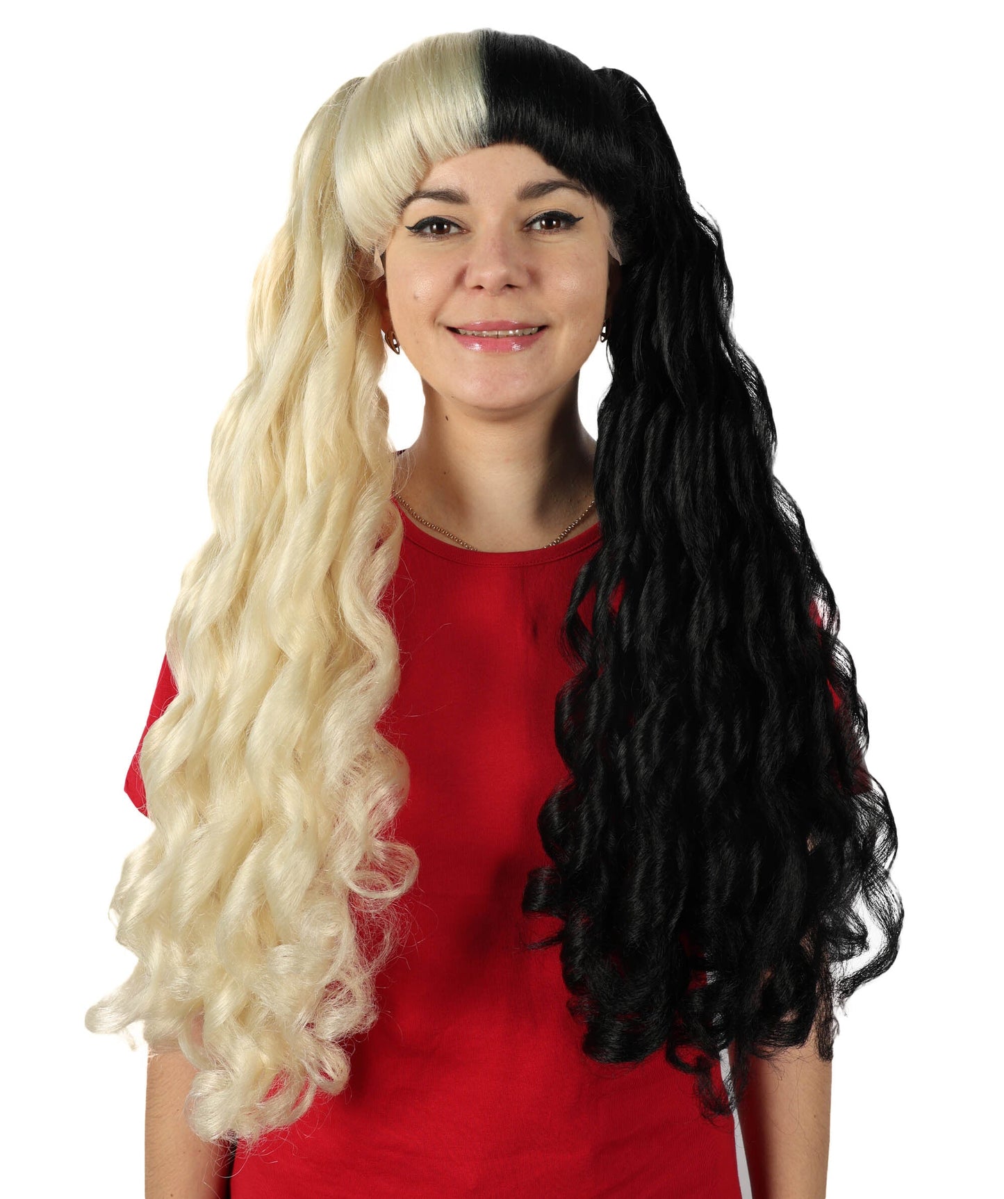 Adult Women’s American Singer-Inspired Two-Toned Pigtail Wig | Black & Blonde Celebrity Hairpiece | Ideal for Halloween, Cosplay & Music Parties