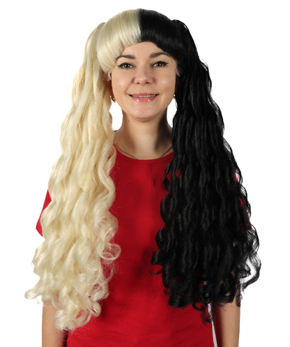 Adult Women’s American Singer-Inspired Two-Toned Pigtail Wig | Black & Blonde Celebrity Hairpiece | Ideal for Halloween, Cosplay & Music Parties