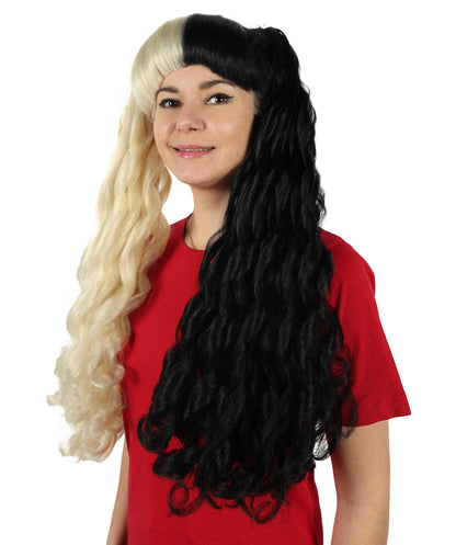 Adult Women’s American Singer-Inspired Two-Toned Pigtail Wig | Black & Blonde Celebrity Hairpiece | Ideal for Halloween, Cosplay & Music Parties