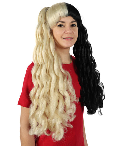 Adult Women’s American Singer-Inspired Two-Toned Pigtail Wig | Black & Blonde Celebrity Hairpiece | Ideal for Halloween, Cosplay & Music Parties