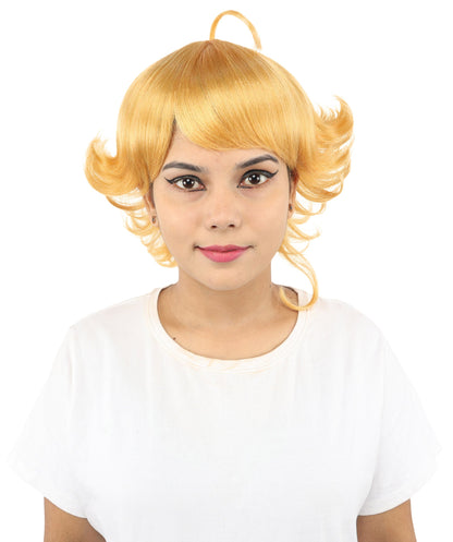 Women's Medium Layered Theatrical wig | Bright orange, created of flame-retardant synthetic fiber, spiky textured volume, capless base | Theater, anime events, drag, costume parties
