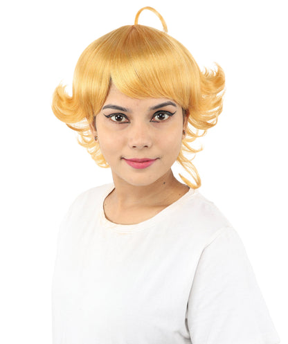 Women's Medium Layered Theatrical wig | Bright orange, created of flame-retardant synthetic fiber, spiky textured volume, capless base | Theater, anime events, drag, costume parties