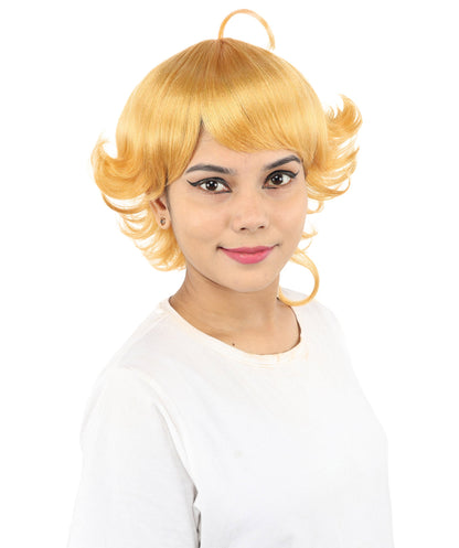 Women's Medium Layered Theatrical wig | Bright orange, created of flame-retardant synthetic fiber, spiky textured volume, capless base | Theater, anime events, drag, costume parties