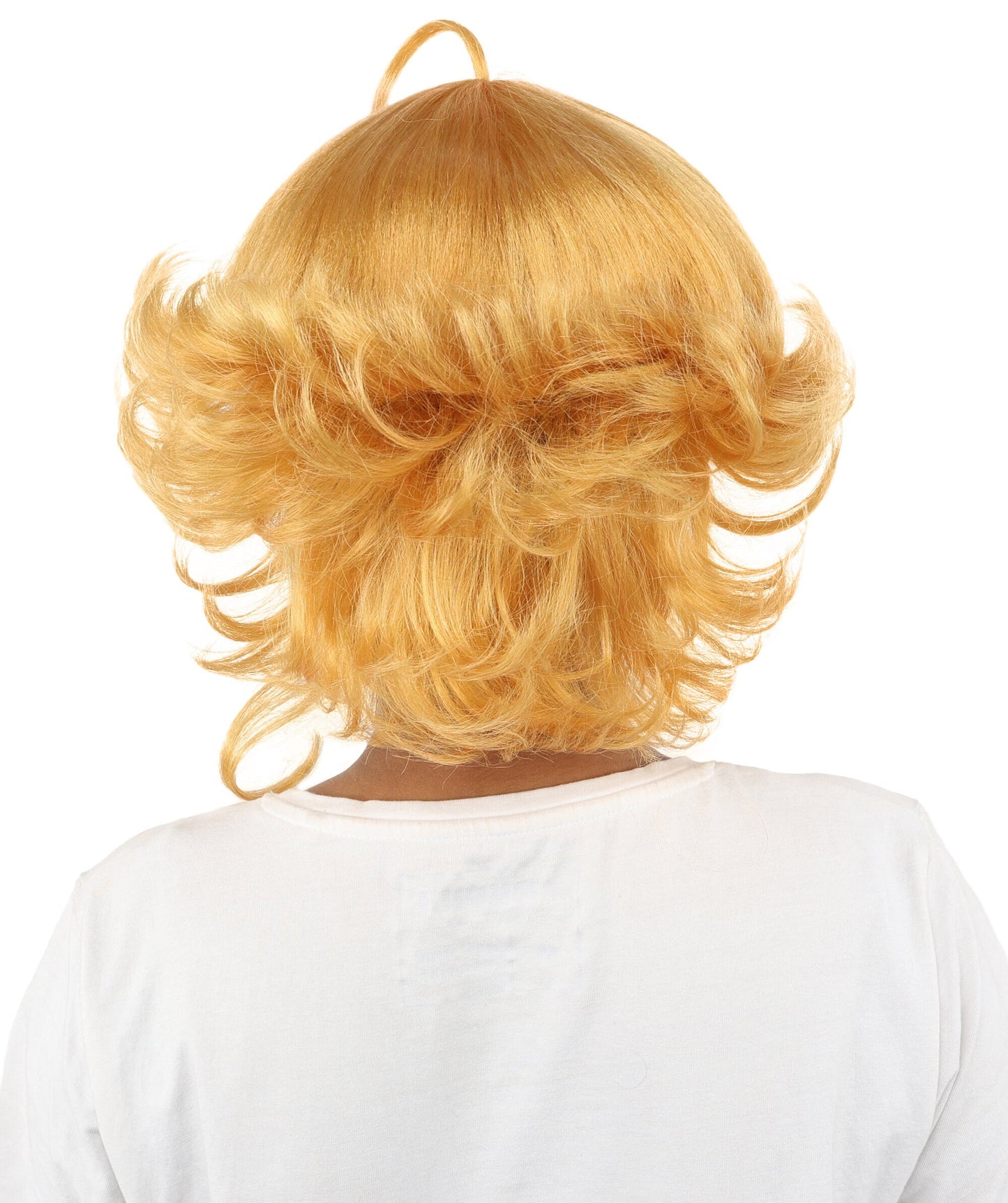 Women's Medium Layered Theatrical wig | Bright orange, created of flame-retardant synthetic fiber, spiky textured volume, capless base | Theater, anime events, drag, costume parties
