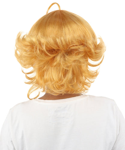 Women's Medium Layered Theatrical wig | Bright orange, created of flame-retardant synthetic fiber, spiky textured volume, capless base | Theater, anime events, drag, costume parties