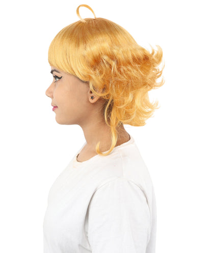 Women's Medium Layered Theatrical wig | Bright orange, created of flame-retardant synthetic fiber, spiky textured volume, capless base | Theater, anime events, drag, costume parties