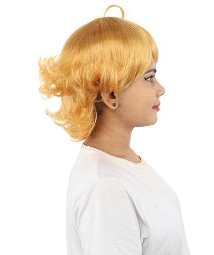 Women's Medium Layered Theatrical wig | Bright orange, created of flame-retardant synthetic fiber, spiky textured volume, capless base | Theater, anime events, drag, costume parties