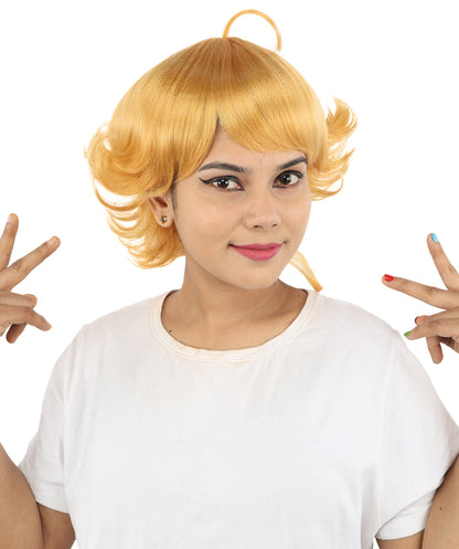 Women's Medium Layered Theatrical wig | Bright orange, created of flame-retardant synthetic fiber, spiky textured volume, capless base | Theater, anime events, drag, costume parties