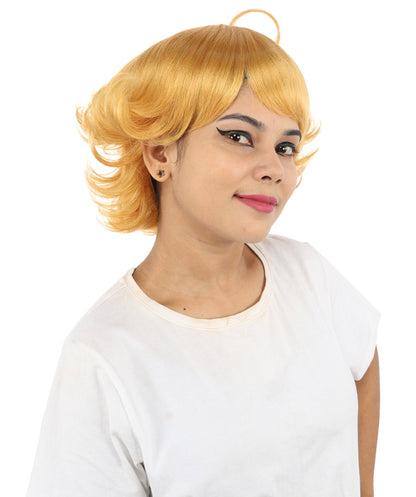 Women's Medium Layered Theatrical wig | Bright orange, created of flame-retardant synthetic fiber, spiky textured volume, capless base | Theater, anime events, drag, costume parties
