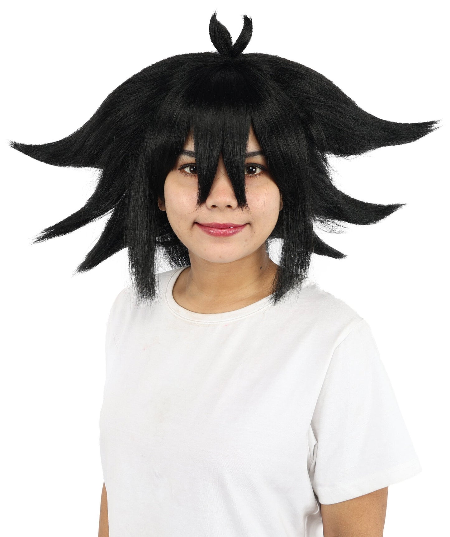 Medium Layered Black Anime-Style Cosplay Wig | Synthetic  Hair for Halloween, Festivals, Parties, Stage & Roleplay