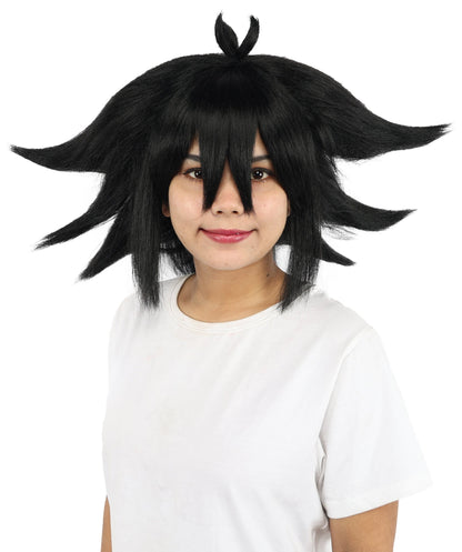 Medium Layered Black Anime-Style Cosplay Wig | Synthetic  Hair for Halloween, Festivals, Parties, Stage & Roleplay