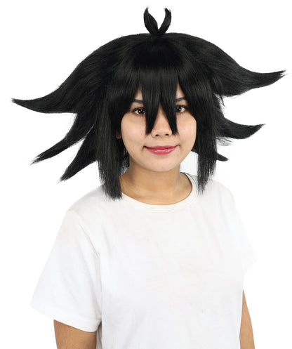 Medium Layered Black Anime-Style Cosplay Wig | Synthetic  Hair for Halloween, Festivals, Parties, Stage & Roleplay
