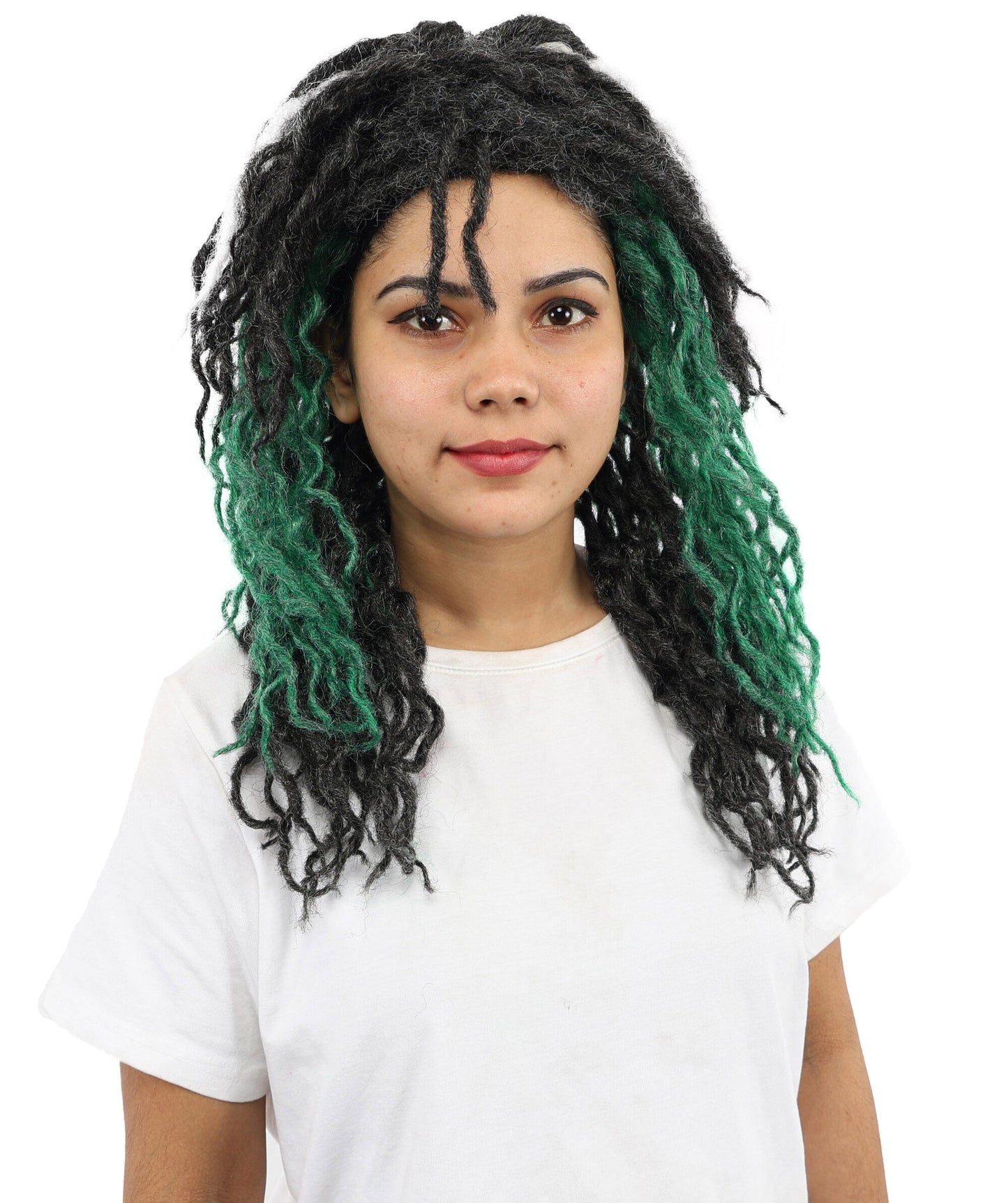 Swamp Zombie Wig | Messy Green Black & White Synthetic Hairpiece with Adjustable Cap | Accessory for Halloween, Cosplay, Stage & Parties