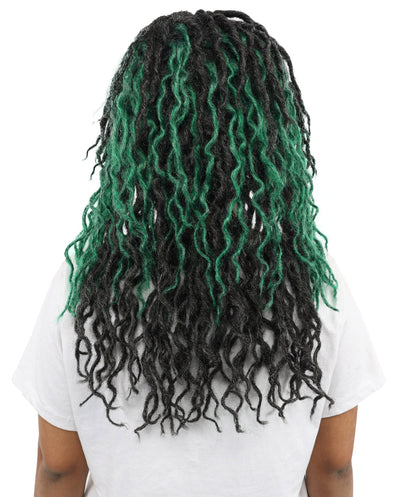 Swamp Zombie Wig | Messy Green Black & White Synthetic Hairpiece with Adjustable Cap | Accessory for Halloween, Cosplay, Stage & Parties